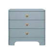 Worlds Away Three Drawer Rounded Edge Side Table With Brass Beetle Knob In Light Blue Matte Lacquer