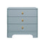 Worlds Away Three Drawer Rounded Edge Side Table With Brass Beetle Knob In Light Blue Matte Lacquer