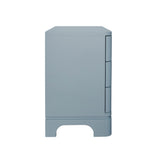 Worlds Away Three Drawer Rounded Edge Side Table With Brass Beetle Knob In Light Blue Matte Lacquer