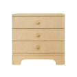 Worlds Away Three Drawer Rounded Edge Side Table With Brass Beetle Knob In Natural Grasscloth