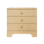 Worlds Away Three Drawer Rounded Edge Side Table With Brass Beetle Knob In Natural Grasscloth
