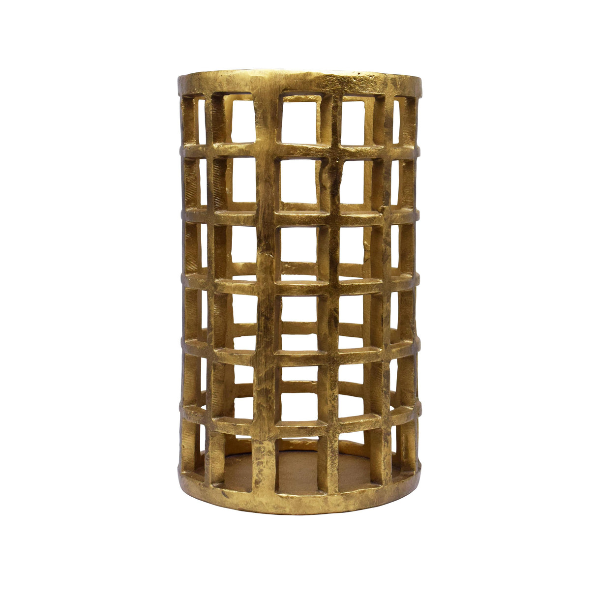 Worlds Away Medium Pillar Candle Holder In Brass Finish