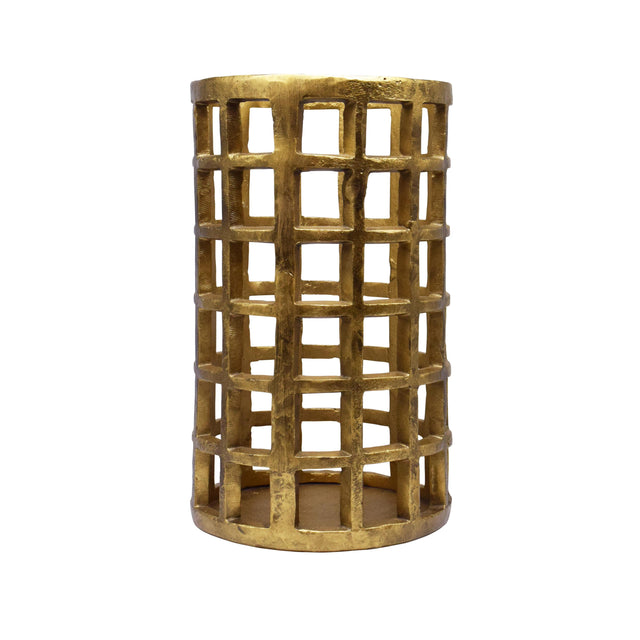Worlds Away Medium Pillar Candle Holder In Brass Finish