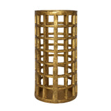 Worlds Away Large Pillar Candle Holder In Brass Finish