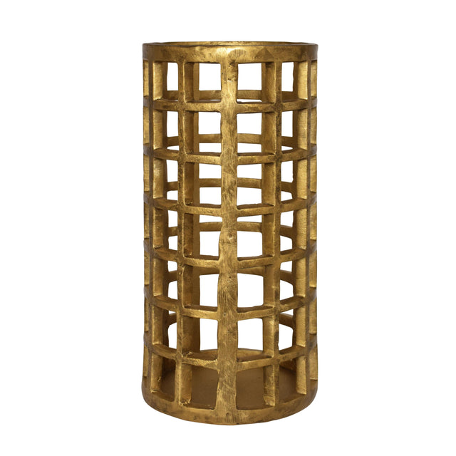 Worlds Away Large Pillar Candle Holder In Brass Finish