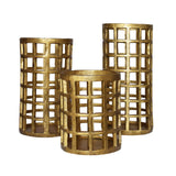 Worlds Away Large Pillar Candle Holder In Brass Finish