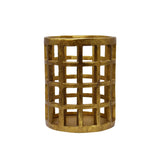 Worlds Away Small Pillar Candle Holder In Brass Finish
