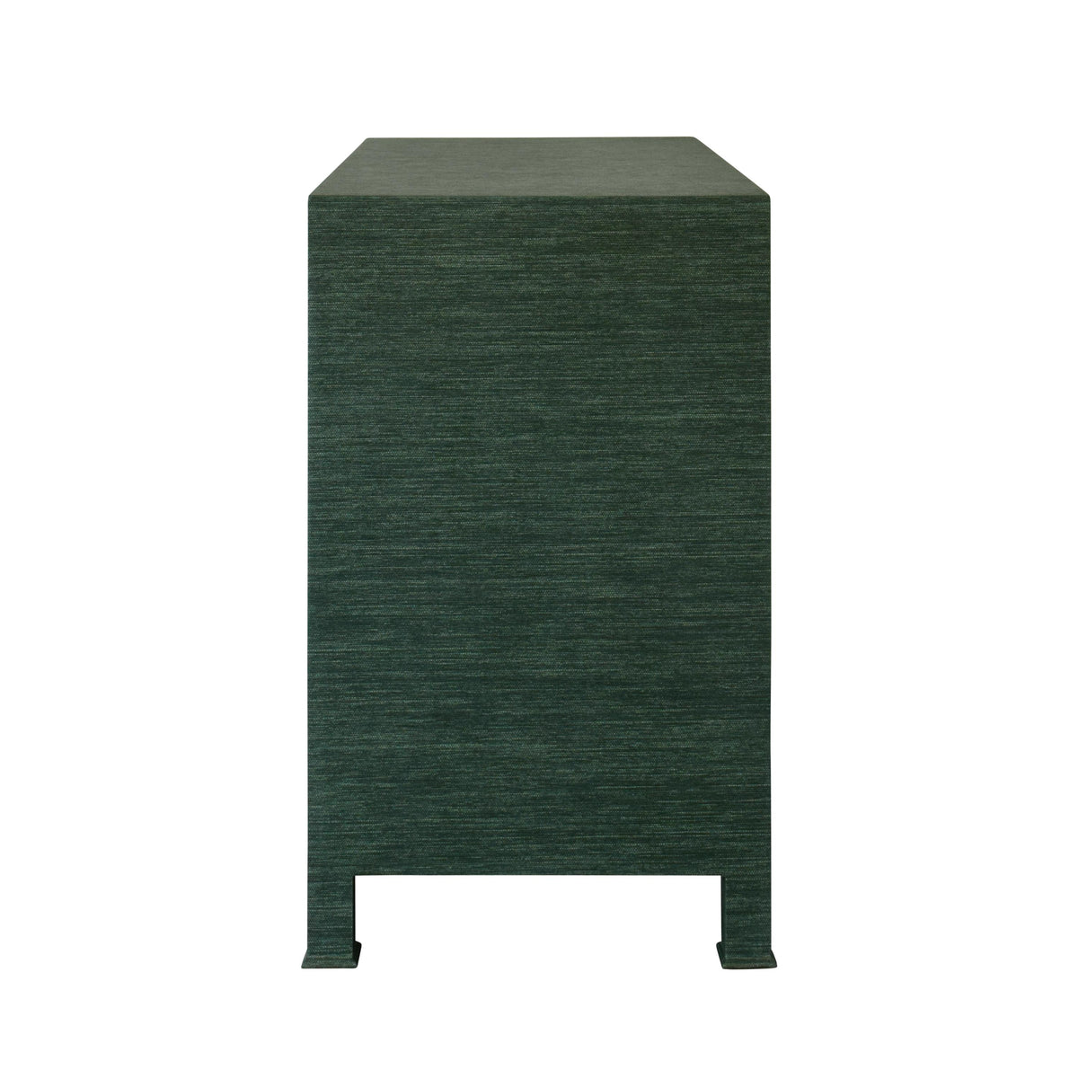 Worlds Away Three Drawer Chest With Antique Brass Circle Hardware In Dyed Green Grasscloth