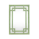 Worlds Away Greek Key Design Mirror In Wrapped Rattan In Sage Green