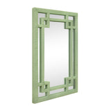 Worlds Away Greek Key Design Mirror In Wrapped Rattan In Sage Green