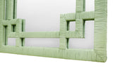 Worlds Away Greek Key Design Mirror In Wrapped Rattan In Sage Green