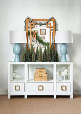 Worlds Away Greek Key Design Mirror In Wrapped Natural Rattan