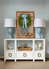 Worlds Away Greek Key Design Mirror In Wrapped Natural Rattan