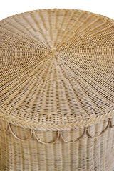 Worlds Away Round Coffee Table With Scalloped Detail In Natural Woven Rattan