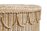 Worlds Away Round Coffee Table With Scalloped Detail In Natural Woven Rattan