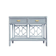 Worlds Away Two Drawer Console With Decorative Back In Rattan Painted Light Blue
