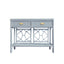 Worlds Away Two Drawer Console With Decorative Back In Rattan Painted Light Blue