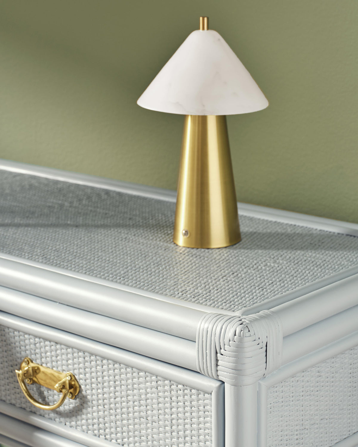 Worlds Away Two Drawer Console With Decorative Back In Rattan Painted Light Blue