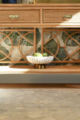 Worlds Away Two Drawer Console With Decorative Back In Natural Rattan