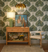 Worlds Away Two Drawer Console With Decorative Back In Natural Rattan