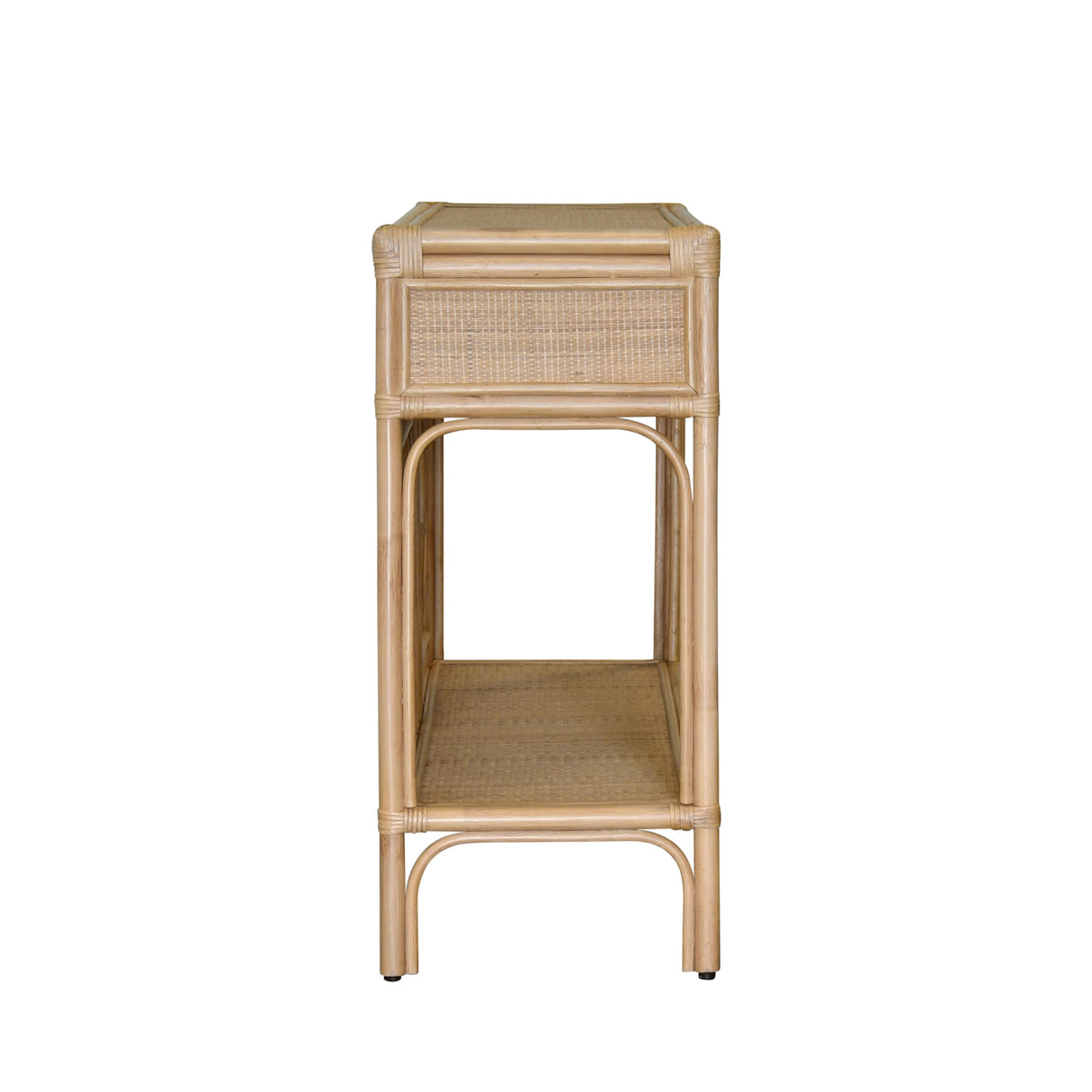 Worlds Away Two Drawer Console With Decorative Back In Natural Rattan