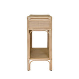Worlds Away Two Drawer Console With Decorative Back In Natural Rattan