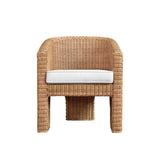 Worlds Away Rattan Three Leg Lounge Chair With Performance Ivory Linen