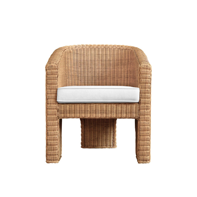 Worlds Away Rattan Three Leg Lounge Chair With Performance Ivory Linen