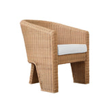Worlds Away Rattan Three Leg Lounge Chair With Performance Ivory Linen