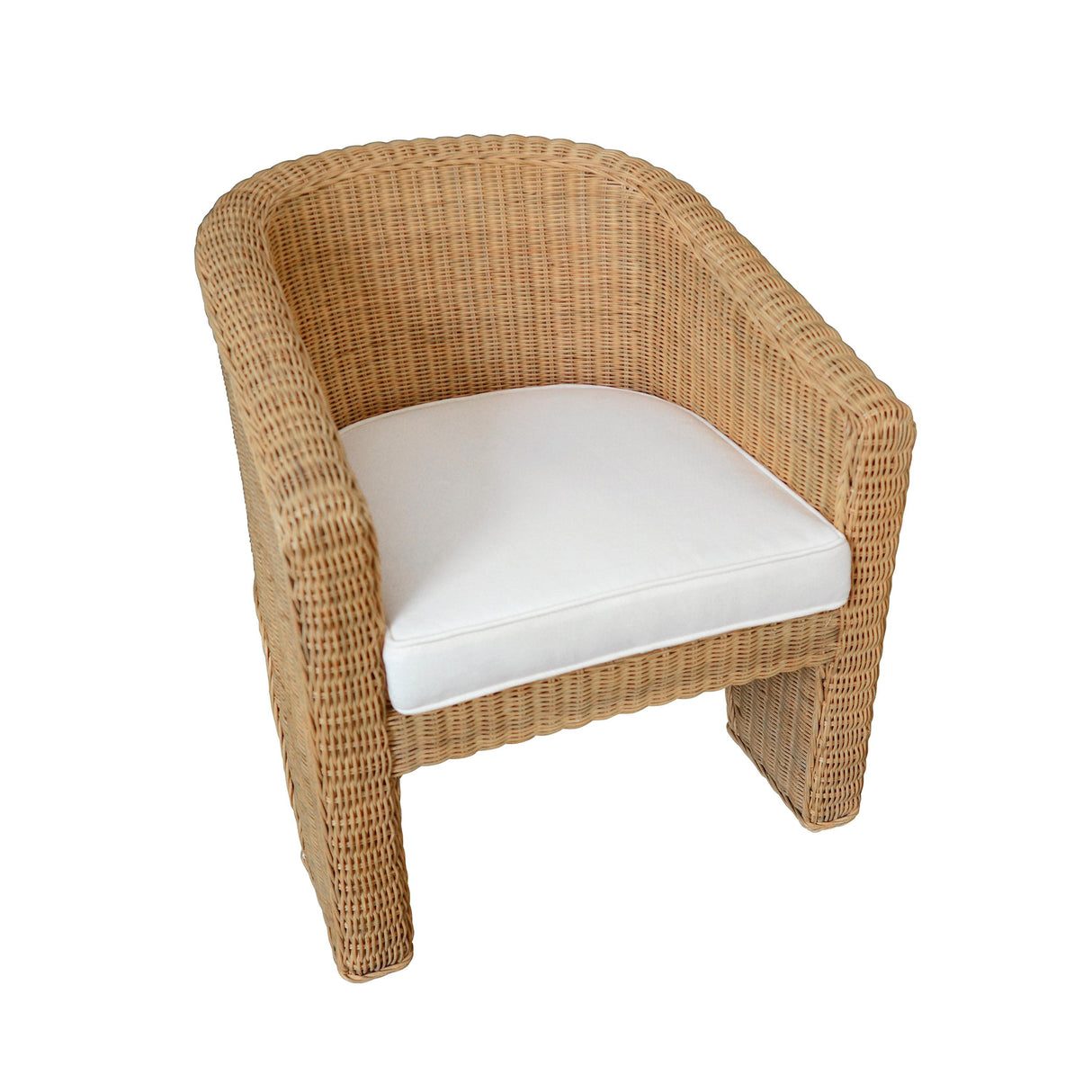 Worlds Away Rattan Three Leg Lounge Chair With Performance Ivory Linen