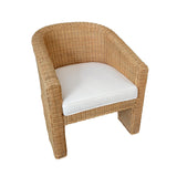 Worlds Away Rattan Three Leg Lounge Chair With Performance Ivory Linen
