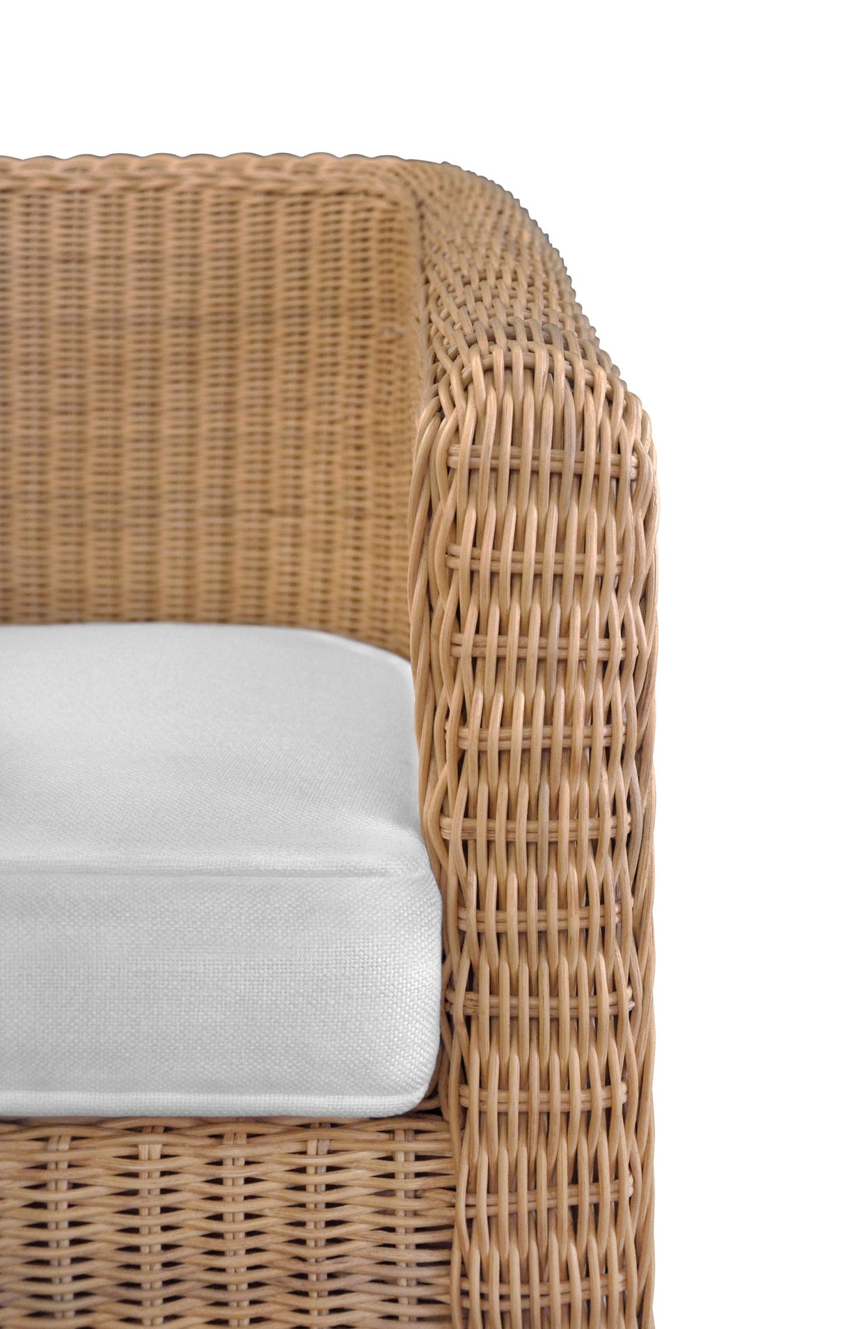 Worlds Away Rattan Three Leg Lounge Chair With Performance Ivory Linen