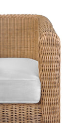 Worlds Away Rattan Three Leg Lounge Chair With Performance Ivory Linen