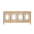 Worlds Away Four Door Buffet With Mirror Front Doors And Wrapped Rattan