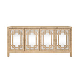 Worlds Away Four Door Buffet With Mirror Front Doors And Wrapped Rattan