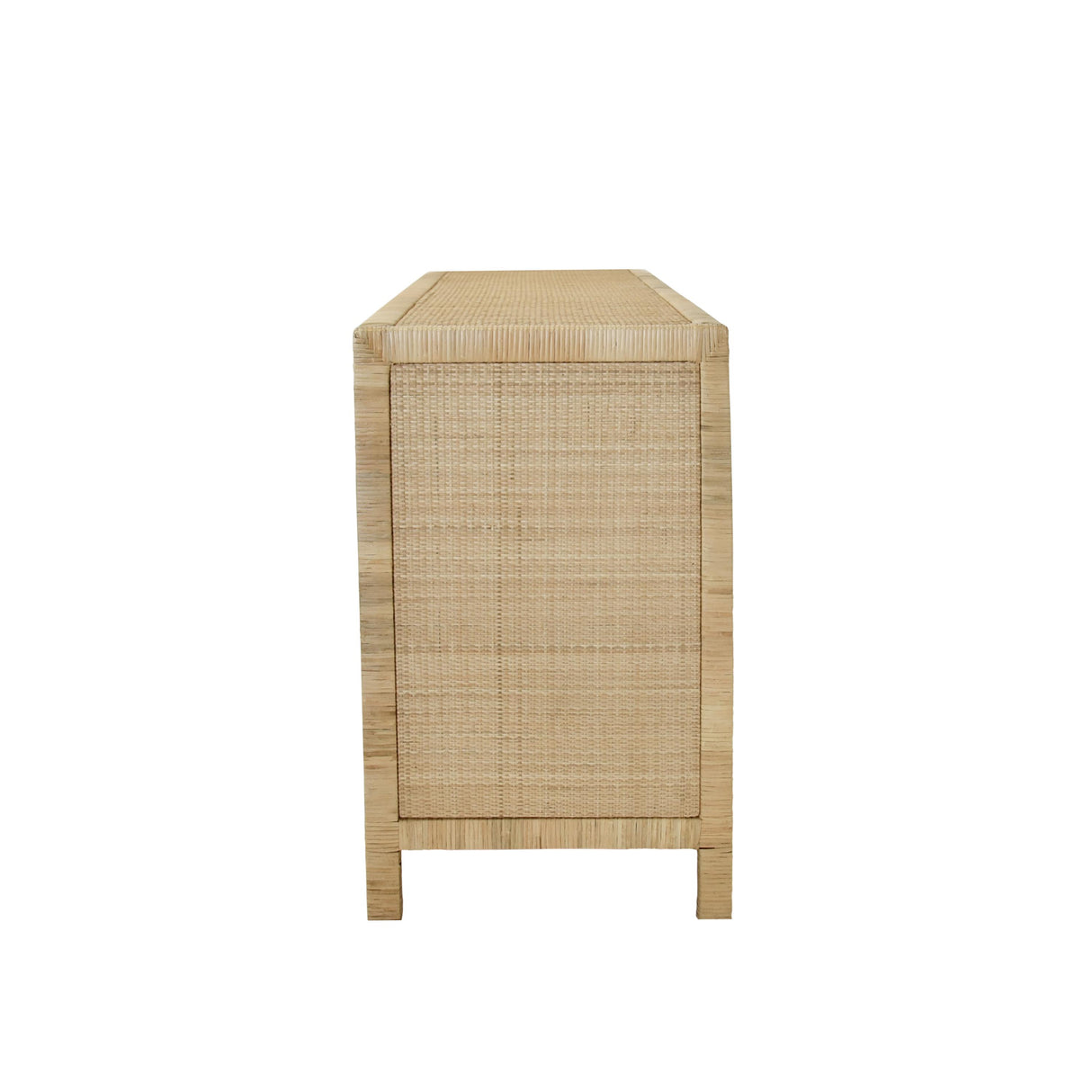 Worlds Away Four Door Buffet With Mirror Front Doors And Wrapped Rattan