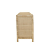 Worlds Away Four Door Buffet With Mirror Front Doors And Wrapped Rattan