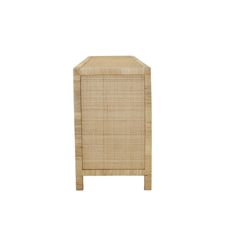 Worlds Away Four Door Buffet With Mirror Front Doors And Wrapped Rattan