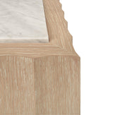 Worlds Away Square Coffee Table With Fluted Detail In Cerused Oak With White Carrara Marble Top