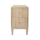 Worlds Away Two Door Side Table With Fluted Detail In Cerused Oak