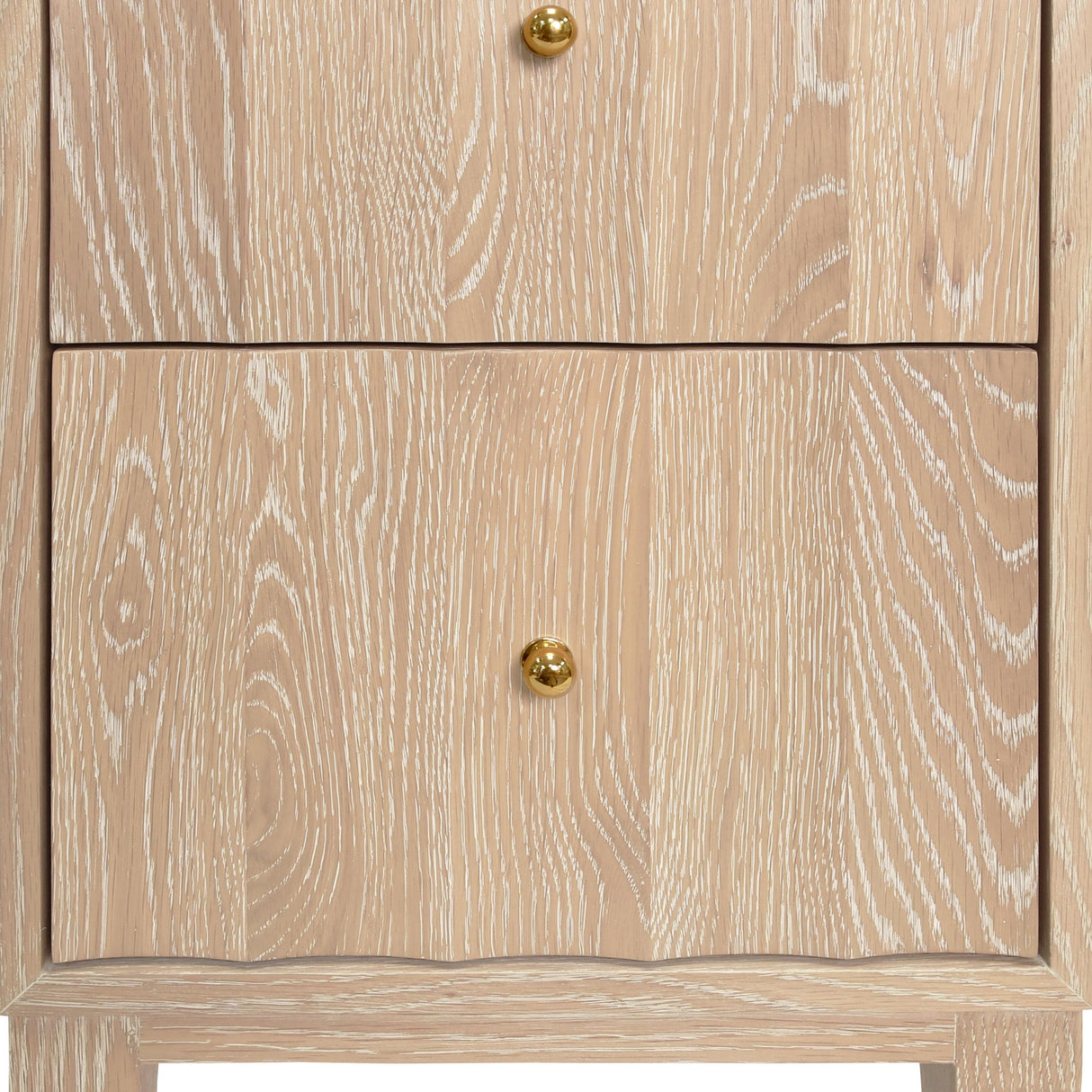 Worlds Away Two Door Side Table With Fluted Detail In Cerused Oak