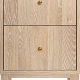 Worlds Away Two Door Side Table With Fluted Detail In Cerused Oak