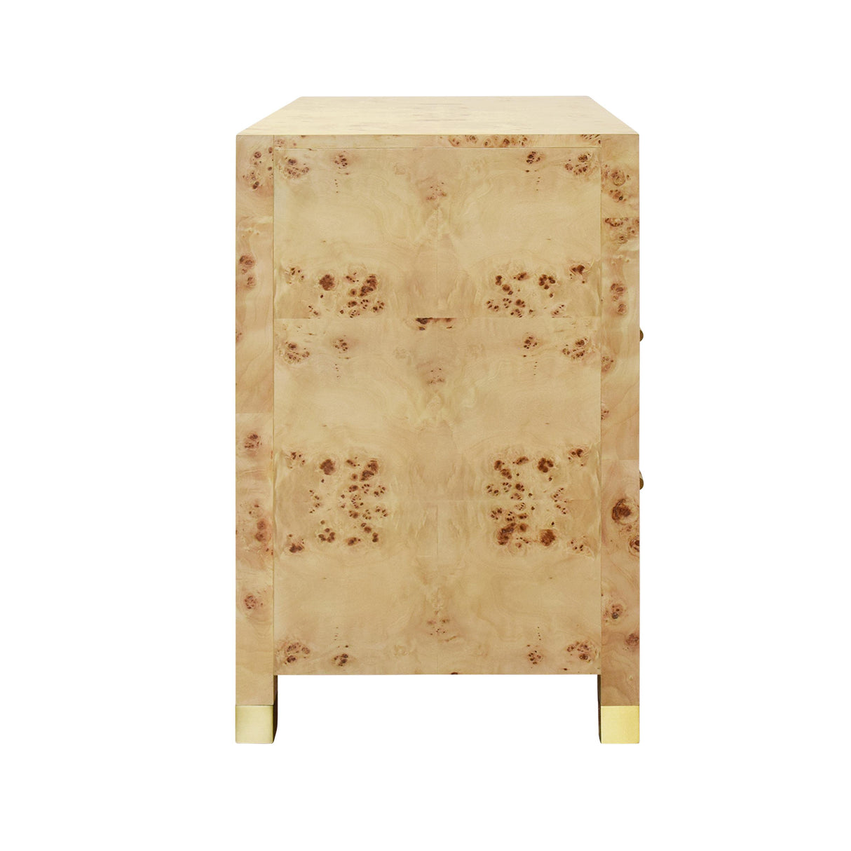 Worlds Away Two Drawer Side Table With Rattan Wrapped Handles In Burl Wood