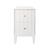 Worlds Away Two Door Side Table With Fluted Detail In Matte White Lacquer