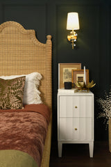 Worlds Away Two Door Side Table With Fluted Detail In Matte White Lacquer