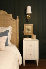 Worlds Away Two Door Side Table With Fluted Detail In Matte White Lacquer