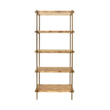 Worlds Away Antique Brass Etagere With Shelves In Burl Wood