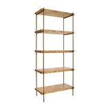 Worlds Away Antique Brass Etagere With Shelves In Burl Wood