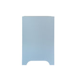 Worlds Away Curved Front Side Table With Two Drawers In Light Blue Textured Linen With Satin Brass Ring Hardware