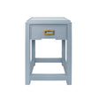 Worlds Away One Drawer Side Table With Matte Light Blue Frame And Light Blue Grasscloth Drawer Fronts